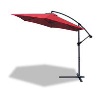 VOUNOT® Parasol déporté inclinable 3M Rouge - Rotatif 360° - Inclinaison réglable - Manivelle anti-retour - Housse de protection