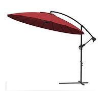 vounot® Parasol Déporté de Jardin 3M avec Manivelle Anti-Retour 18 Baleines en Fibre de Verre Parasol Inclinable Toile avec Protection UV Inclus Housse de Protection Rouge