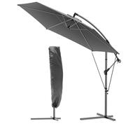vounot® Parasol Déporté Hexagonale 3M avec Manivelle Anti-Retour et Sangle de Fixation Parasol Inclinable Toile 180gr/m2 anti UV H235cm 6 Baleines en acier Inclus housse de protection Gris