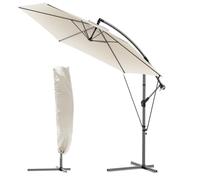 vounot® Parasol Déporté Hexagonale 3M avec Manivelle Anti-Retour et Sangle de Fixation Parasol Inclinable Toile 180gr/m2 anti UV H235cm 6 Baleines en acier Inclus housse de protection Beige
