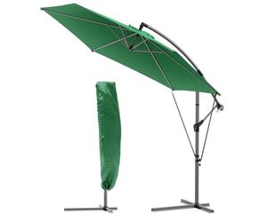 vounot® Parasol Déporté Hexagonale 3M avec Manivelle Anti-Retour et Sangle de Fixation Parasol Inclinable Toile 180gr/m2 anti UV H235cm 6 Baleines en acier Inclus housse de protection Vert