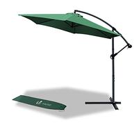 vounot® Parasol déporté hexagonale 3M avec Manivelle Anti-Retour Parasol déporté inclinable Toile 180 gr/m2 avec protection UV Hauteur 235cm 6 Baleines en acier Inclus housse de protection Vert