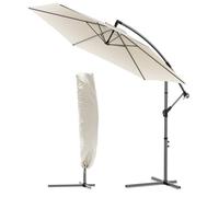 vounot® Parasol déporté hexagonale 3M avec Manivelle Anti-Retour Parasol inclinable Toile 180gr/m2 avec protection UV Hauteur 235cm 6 Baleines en acier Inclus housse de protection Beige