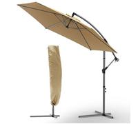 VOUNOT® Parasol déporté inclinable 3M Kaki - Rotatif 360° - Inclinaison réglable - Manivelle anti-retour - Housse de protection