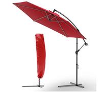 VOUNOT® Parasol déporté inclinable 3M Rouge - Rotatif 360° - Inclinaison réglable - Manivelle anti-retour - Housse de protection
