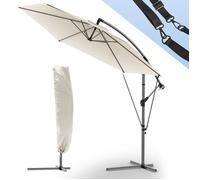 vounot® Parasol Déporté Hexagonale 3M avec Manivelle Anti-Retour et Sangle de Fixation Parasol Inclinable Toile 180gr/m2 anti UV H235cm 6 Baleines en acier Inclus housse de protection Beige
