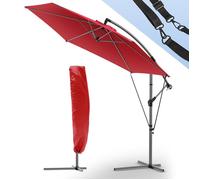 VOUNOT® Parasol déporté inclinable avec sangle de fixation 3M Rouge - Rotatif 360° - Inclinaison réglable - Housse de protection