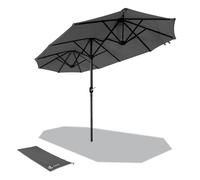 VOUNOT Parasol Jardin Double Aluminium 150 x 300 cm gris