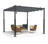 VOUNOT Pergola retractable 3x3m toile Polyester haute densite 180g/m2 gris