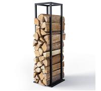 VOUNOT® Porte bûche vertical 33x33x112cm - métal - range bûche pour cheminée - support bois intérieur et extérieur - noir