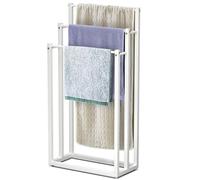 VOUNOT® Porte-Serviettes autoportant sur Pied Support à 3 Niveaux en Métal Rangement Stable pour Serviettes de Bain et Accessoires Idéal à Côté de la Douche Baignoire ou Lavabo Blanc