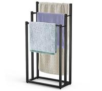 VOUNOT® Porte-serviettes métallique vertical pour salle de bain, Porte-serviettes à 3 barres, Noir