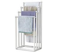 VOUNOT® Porte-serviettes métallique vertical pour salle de bain, Porte-serviettes à 4 barres, Blanc