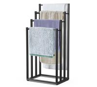 VOUNOT® Porte-serviettes autoportant sur pied - Support à 4 niveaux - Métal - Noir