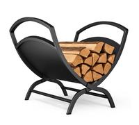 vounot® Range Bûche en Forme de X Porte Bûche en Métal pour Cheminée Intérieur Extérieur Support à Bois Base Stable et Robuste 40.5x32x33cm Noir