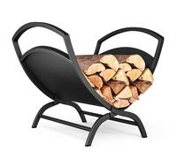 vounot® Range Bûche en Forme de X Porte Bûche en Métal pour Cheminée Intérieur Extérieur Support à Bois Base Stable et Robuste 40.5x32x33cm Noir