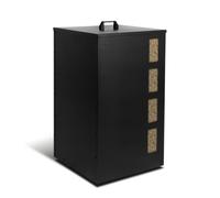 VOUNOT® Réservoir à Granulés avec Fenêtre de Contrôle 41x41x76 cm Noir | Grande Capacité 60 kg, Roulettes Pivotantes, Tamis Amovible, Fenêtre de Contrôle Transparente, Couvercle avec Poignée