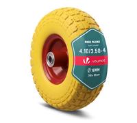 VOUNOT® Roue Increvable 3.5-4 en PU Roue de Brouette 260x85mm Alésage de 16 mm avec Roulements à Aiguilles pour Diable Chariot et Remorque de Jardin Jaune
