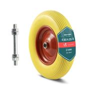 VOUNOT® Roue Increvable 4.80/4.00-8 en PU Roue de Brouette 392x92mm Alésage de 20 mm avec Axe Inclus et Roulements à Aiguilles pour Diable Chariot et Remorque de Jardin Jaune