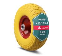VOUNOT® Roue Increvable 3.5-4 en PU Roue de Brouette 260x85mm Alésage de 16 mm avec Roulements à Aiguilles pour Diable Chariot et Remorque de Jardin Jaune