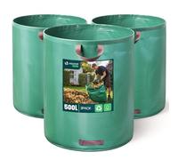 VOUNOT® Sac de jardin de 500 litres Sac à déchets de jardin avec poignées, sac à feuilles pour déchets verts, set de 3 pièces