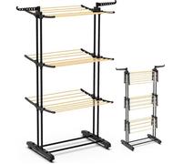 VOUNOT Sechoir a linge etendoir pliable 3 niveaux grande capacité style bois noir
