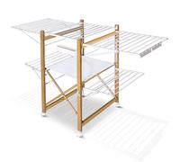 VOUNOT® Séchoir à linge extensible, peu encombrant, sur pied, longueur de séchage 30m Blanc