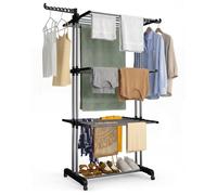 VOUNOT® Séchoir à linge pliable à 4 niveaux - étendoir vertical avec ailes latérales - 126x63x170cm - noir gris