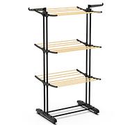 VOUNOT Sechoir a linge etendoir pliable 3 niveaux grande capacité style bois noir