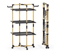 VOUNOT® Séchoir à linge tour pliable 99x69x135,5cm, Étendoir 3 niveaux grande capacité avec roulettes, 25m d’étendage, Noir