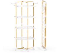 VOUNOT® Séchoir à linge tour pliable 99x69x175,5cm, Étendoir 4 niveaux grande capacité avec roulettes, 33m d’étendage, Blanc