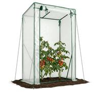 VOUNOT ® Serre de Jardin à Toit Incliné Serre à Tomate avec Grande Porte pour Légumes Plantes Fleurs Bâche PE Renforcée 135g/m2 Protéger Vos Plantes en Toutes Saisons 100x50x150cm Blanc