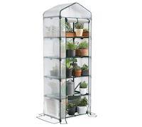 VOUNOT® Serre de jardin avec étagères 5 niveaux - 69x49x193cm blanc - bâche renforcée - porte enroulable zippée