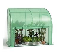 VOUNOT® Serre de Jardin en Toutes Saisons Abri d'hivernage Murale Adossée pour Légumes Plantes Fleurs Serre Adossée avec Bâche PE 135g/m2 pour Balcon Terrasse Jardin 200x100x180cm Vert