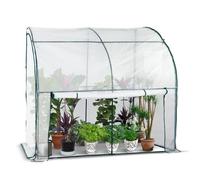 VOUNOT® Serre de Jardin en Toutes Saisons Serre d'hivernage Adossée Murale Adossée pour Légumes Plantes Fleurs avec Bâche PE 135g/m2 Serre a Tomate pour Balcon Terrase Jardin 200x100x180cm Blanc