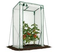 VOUNOT® Serre de jardin Serre tomates avec grande porte enroulable bache PE renforcee 135g/m2 100x50x150cm Blanc