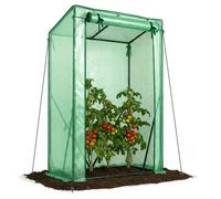 VOUNOT® Serre de jardin Serre tomates avec grande porte enroulable bache PE renforcee 135g/m2 100x50x150cm Vert