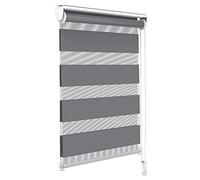 VOUNOT Store Enrouleur Jour Nuit Tissu Double avec ou sans Perçage 100x150cm Protection de Votre Vie Privée Rideau pour Fenêtres et Portes Store Chambre Facile à Installer avec Clips Gris