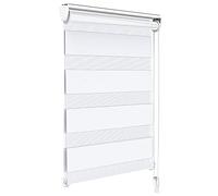 vounot Store Enrouleur Jour Nuit Tissu Double avec ou sans Perçage 100x150cm Protection de Votre Vie Privée Rideau pour Fenêtres et Portes Store Chambre Facile à Installer avec Clips Blanc