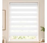 VOUNOT Store Enrouleur Jour Nuit Tissu Double avec ou sans Perçage 80x150cm Protection de Votre Vie Privée Rideau pour Fenêtres et Portes Store Chambre Facile à Installer avec Clips Blanc