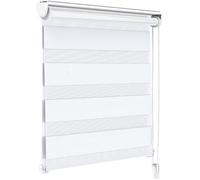 VOUNOT® Store enrouleur jour/nuit zébré - 100 x 150 cm - Blanc - Sans perçage ou avec