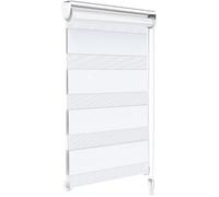 VOUNOT® Store enrouleur jour/nuit zébré - 50 x 150 cm - Blanc - Sans perçage ou avec