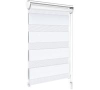 vounot Store Enrouleur Jour Nuit Tissu Double avec ou sans Perçage 55x150cm Protection de Votre Vie Privée Rideau pour Fenêtres et Portes Store Chambre Facile à Installer avec Clips Blanc