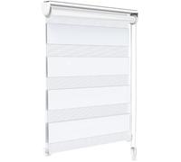 VOUNOT Store Enrouleur Jour Nuit Tissu Double avec ou sans Perçage 80x150cm Protection de Votre Vie Privée Rideau pour Fenêtres et Portes Store Chambre Facile à Installer avec Clips Blanc