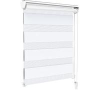 VOUNOT® Store enrouleur jour/nuit zébré - 90 x 150 cm - Blanc - Sans perçage ou avec