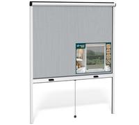 VOUNOT® Store Moustiquaire Fenêtre Enroulable en Aluminium Recoupable avec Maille en Fibre de Verre Store Moustiquaire Installation Facile L150 x H160 cm Blanc