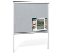 VOUNOT® Store Moustiquaire Fenêtre Enroulable en PVC Recoupable avec Maille en Fibre de Verre Store Moustiquaire Installation Facile L150 x H160 cm Blanc