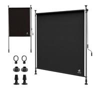 VOUNOT® Store Vertical sans Perçage 100 x 310 cm Extensible avec Manivelle Store Extérieur Protection Solaire Résistant aux Intempéries et UV Brise Vue pour Balcon Terrasse Jardin Anthracite