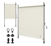 VOUNOT® Store Vertical sans Perçage 100 x 310 cm Extensible avec Manivelle Store Extérieur Protection Solaire Résistant aux Intempéries et UV Brise Vue pour Balcon Terrasse Jardin Beige