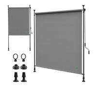 VOUNOT® Store vertical sans perçage 120x310cm extensible - Brise-vue extérieur pour balcon terrasse jardin - Polyester - Gris